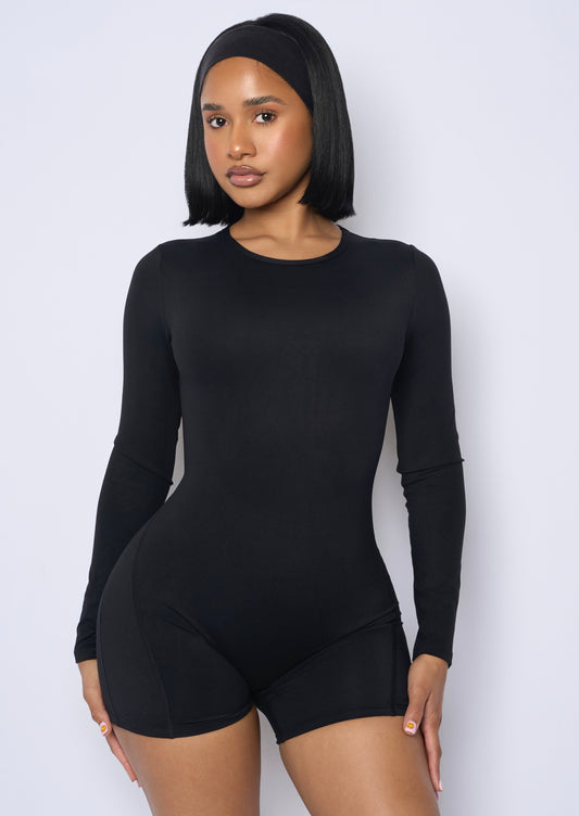 Black long sleeve body suit